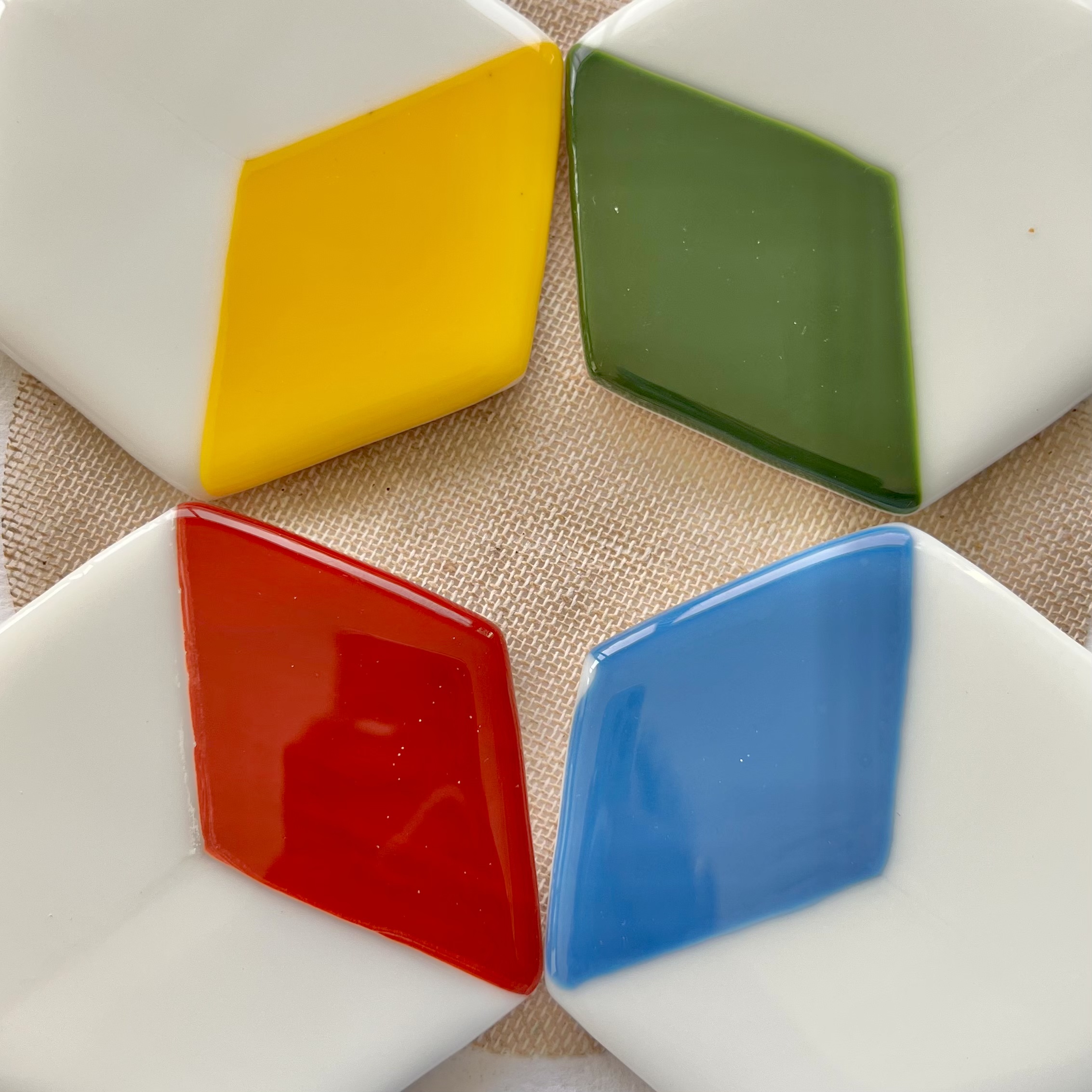 Vivid Jigsaw Fused Glass Square Coasters