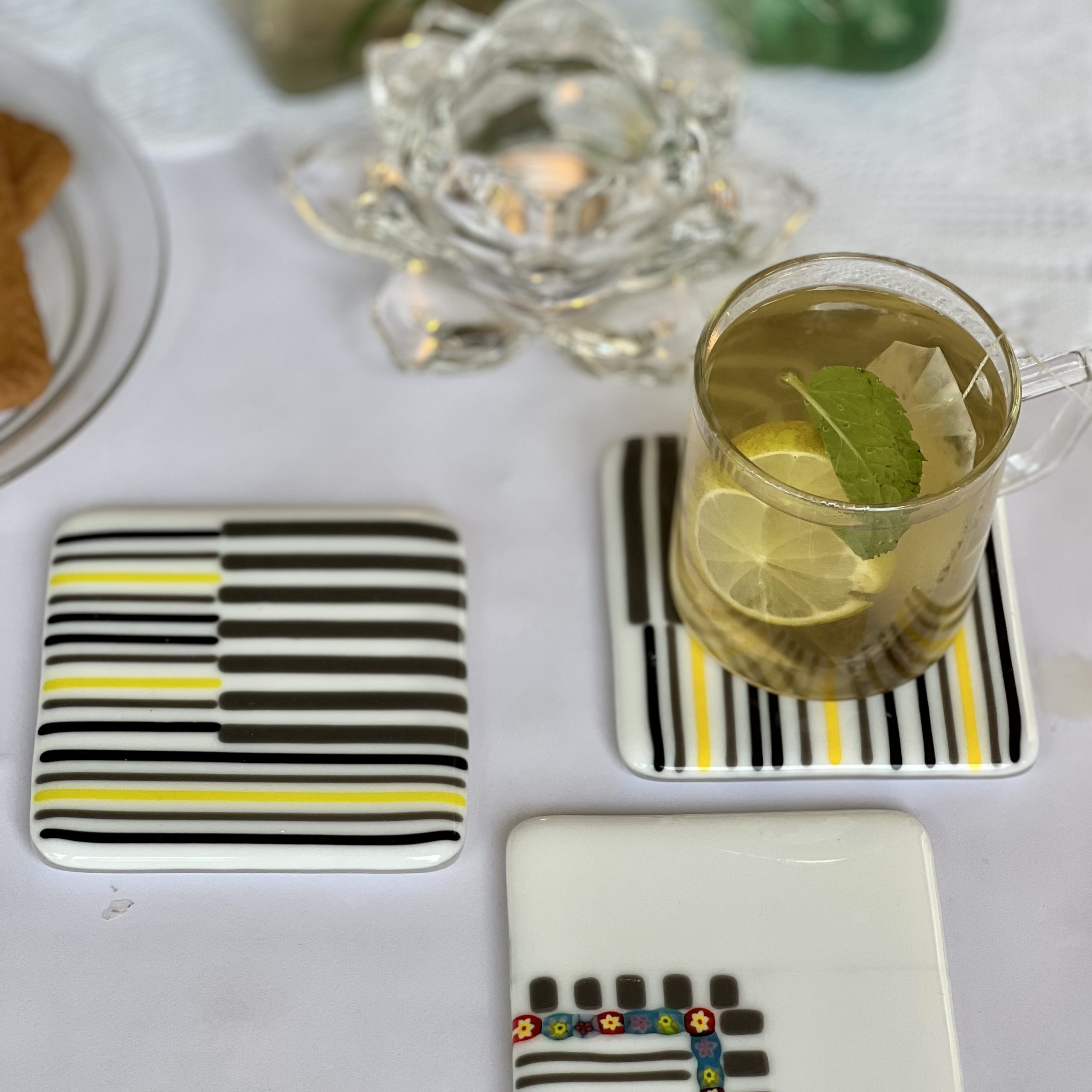 Tint of Colour Fused Glass Square Coasters