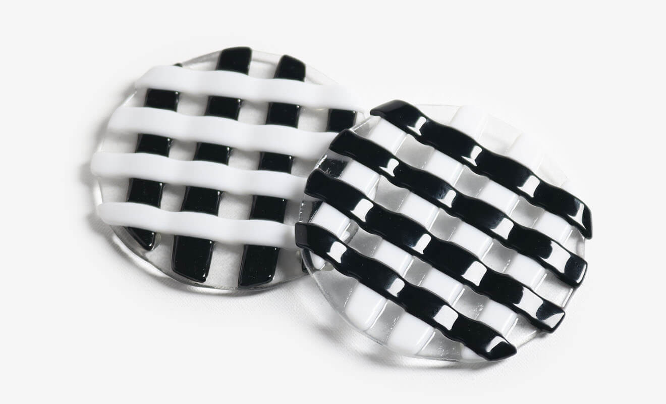 Raised Checkered Fused Glass Circular Coasters